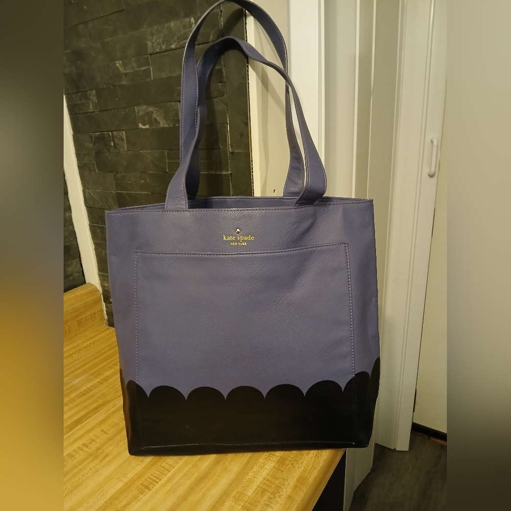Kate Spade Purple & Black Leather Tote Bag